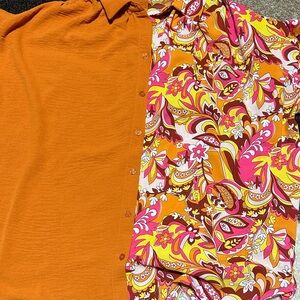 JODIFL Orange and Multicolor Floral Blouse